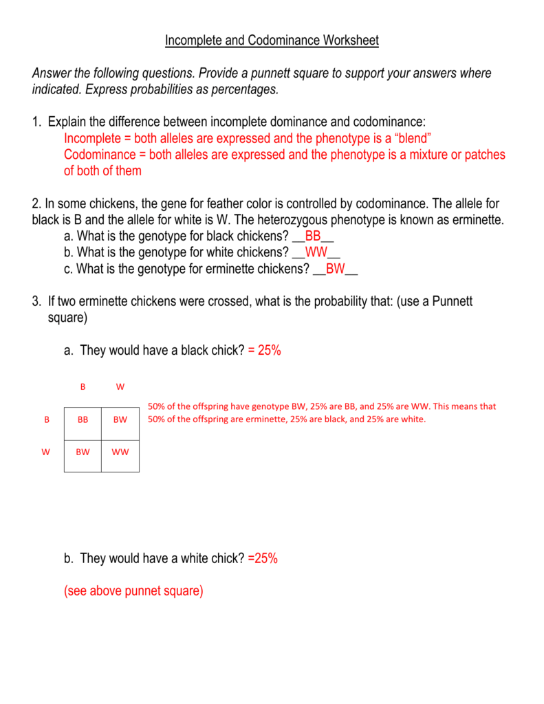 Incomplete-and-Codominance Pertaining To  Incomplete And Codominance Worksheet