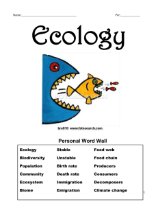 Name: Per: Ecology Ecology Vocabulary: Ecology: What is ecology
