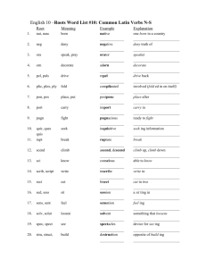 English 10 –Roots Word List #10: Common Latin Verbs N