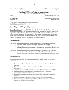 Macomb Community College - English 1180 S1612 Fall 2015