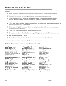 chapter 2: science, matter, and energy