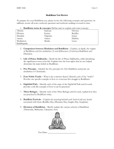 Buddhism Test Review - St. Mary Catholic Secondary School