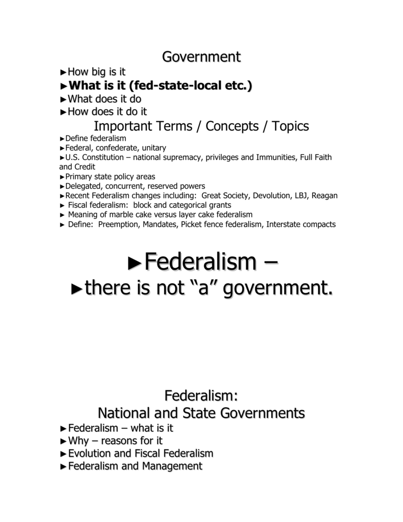 what is picket fence federalism