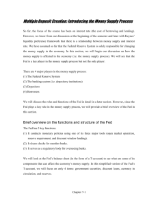 Part VII. Multiple Deposit Creation: Introducing the Money Supply