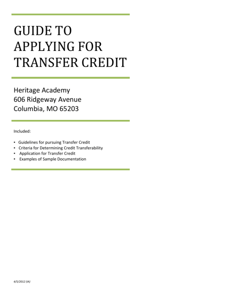 sample-documentation-for-transfer-of-credit