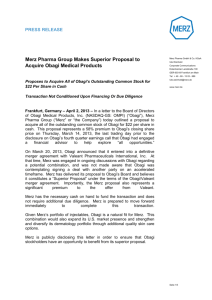 Merz Pharma Group Makes Superior Proposal to Acquire Obagi