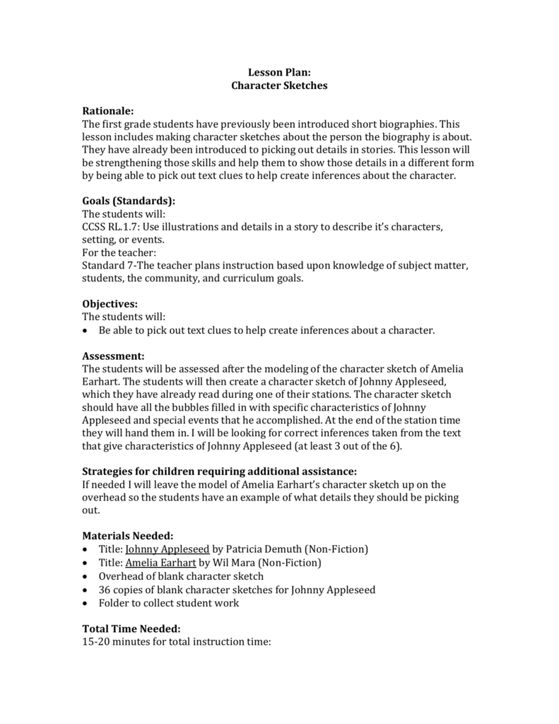 Aggregate more than 81 character sketch examples students - seven.edu.vn