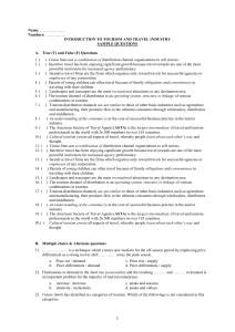 INTRODUCTION TO TOURISM AND TRAVEL INDUSTRY