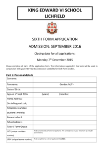 Application form 2016 - King Edward VI School