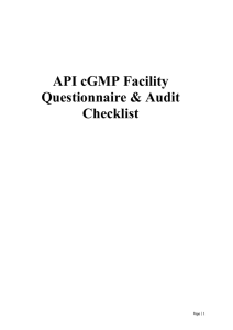 ICH Q7 - API cGMP Questionnaire & Audit Checklist