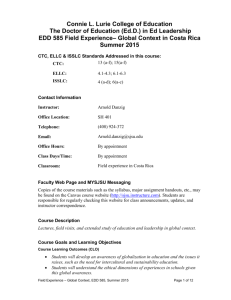 EDD585 Field Experience in Costa Rica Summer 2015 Revised
