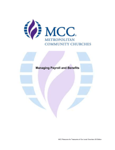 Managing Payroll and Benefits - Metropolitan Community Churches