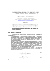 mathematical models for mass and heat transport in porous media