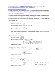 Examples related to the computer project using Wolfram alpha.