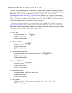 Computer project assignment using Wolfram alpha.
