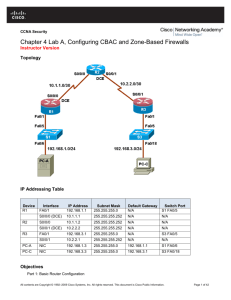 Chapter 4 Lab A – Configuring CBAC and Zone