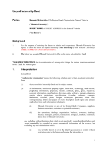 Unpaid Internship Agreement - Administration, Monash University