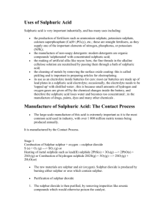 Uses of Sulphuric Acid - E