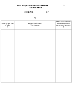 WEST BENGAL ADMINISTRATIVE TRIBUNAL Order Sheet