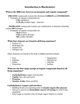 Organic Compounds Student Worksheet Teacher Key