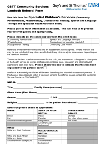 Lambeth specialist children's services referral form