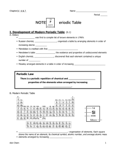 Notes- Periodic Table 2011