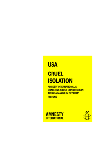 Cruel isolation – Amnesty International's concerns about