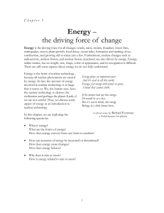 Energy - the driving force of change