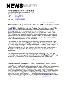 for immediate release - Fastener Technology Corp.