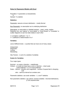 Notes for Regression Models with Excel