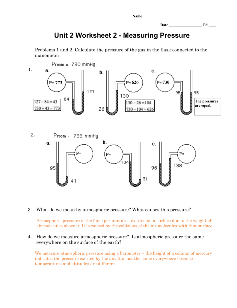 Gas pressure worksheet 2