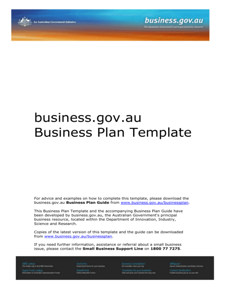 business gov au planning templates