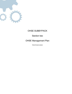 OHSE Subbypack - OHSE management plan