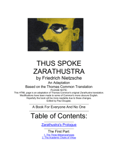 THUS SPOKE ZARATHUSTRA by Friedrich Nietzsche An