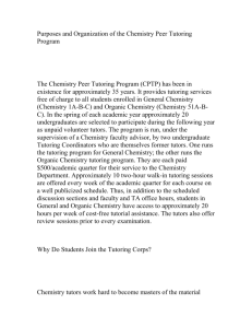 Purposes and Organization of the Chemistry Peer Tutoring Program