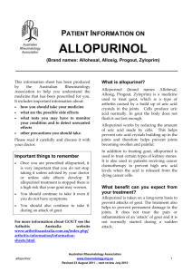 How to store allopurinol - Australian Rheumatology Association