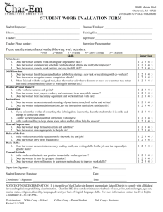 Employee Evaluation Form for Work Experience Students