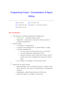 Programming Project : Documentation & Report Writing
