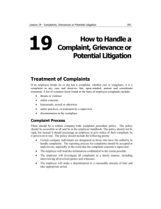 19 How to Handle a Complaint, Grievance or