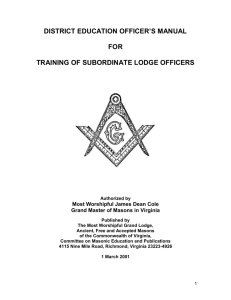 THE LODGE OFFICERS TRAINING GUIDE