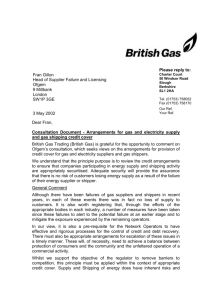 BGT - Arrangements for gas and electricity supply and gas shipping