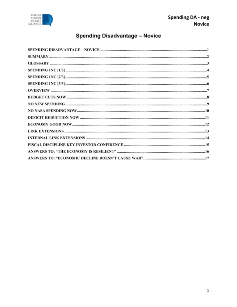 Spending Disadvantage Novice