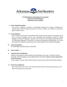 Medical Terminology - Arkansas Northeastern College