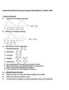 Outline for Teaching Trigonometry