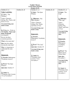 English I Honors Lesson Plans Fall 2010 October 25