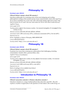 Philosophy - University of Tasmania