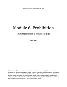 Module 6: Prohibition - Source Water Protection