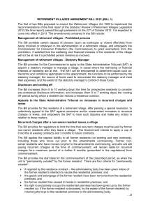 Retirement Villages Amendments Bill 2012 (bill 1)