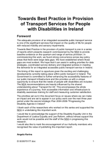 Towards Best Practice in Provision of Transport Services