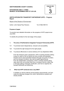 Item 3 - Herts Integrated Transport Partnership (HITP)